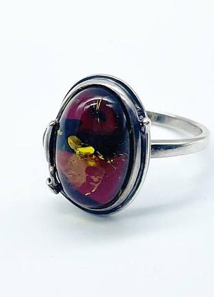 Серебряное кольцо со вставкой янтарь, размер без розміру, вес: 4.0 г