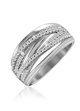 Серебряное кольцо с фианитами, размер 16,0, вес: 5.5 г