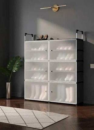 Полиця для взуття закрита розбірна 82*28*108см and ly-1046 чорна з білим top shop ua_