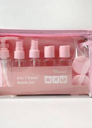 Набір дорожніх ємностей 9in1 travel bottle set рожевий top shop ua_