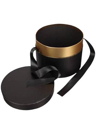 Коробка подарункова кругла s-18x13.2см w1542 чорна із золотим top shop ua_