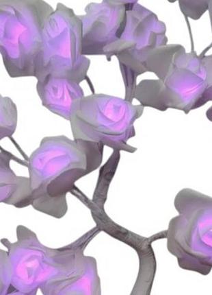 Нічник настільний роза світиться, живлення 3 батарейки аа 24 led білий стовбур та білі квітки top shop ua_