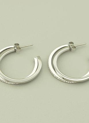 117471 серьги 'stainless steel' фианит (родий)