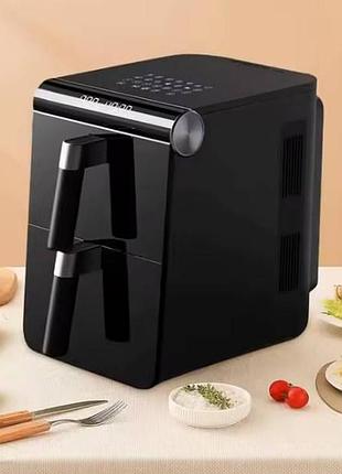 Аэрофритюрница двухкамерная 50°c–200°c 4200вт 8л+8л zepline zp-212 черная top shop ua_