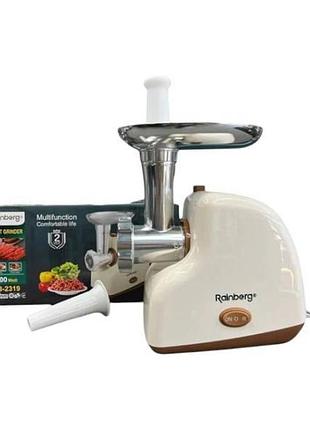 Мясорубка электрическая 3000вт rainberg rb-2319 бежевая top shop ua_