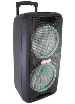 Колонка портативна з підсвічуванням +2 мікрофони su-kam 1010 чорна top shop ua_
