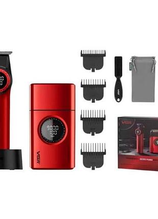 Комплект 2в1 триммер та шейвер vgr v-977 та v-377 red чорний з червоним top shop ua_