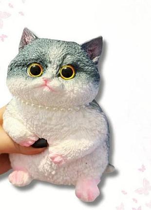Сквиш-антистресс котик сидит 11*16см pinch family белый с черным top shop ua_