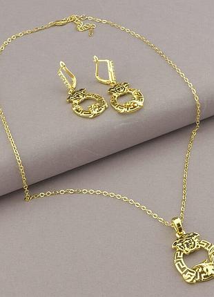 106384 подвеска+серьги фианит 46 см. (позолота 14k (лимонная))