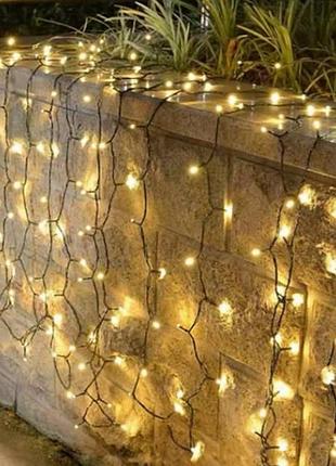 Гирлянда уличная линейная 220v 200led 20м 4553 and 91-10 черный провод, теплый свет top shop ua_