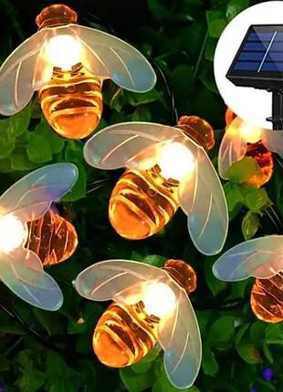 Гірлянда вулична бджілки 5м 20led 2v 600 мah тепле світло від сонячної панелі top shop ua_