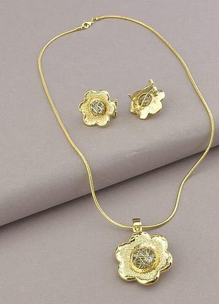 106388 підвіска+сережки фіаніт 45 див. (позолота 14k (лимонна))