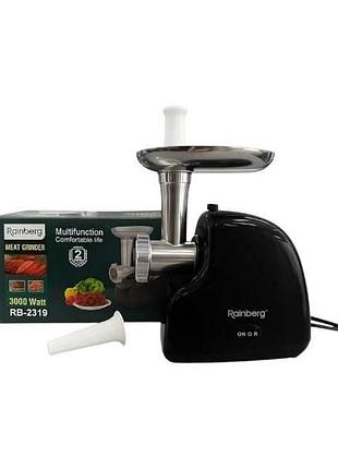 Мясорубка электрическая 3000вт rainberg rb-2319 черная top shop ua_