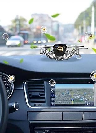 Ароматизатор автомобільний на сонячній панелі hello із флаконом олії в комплекті чорний top shop ua_