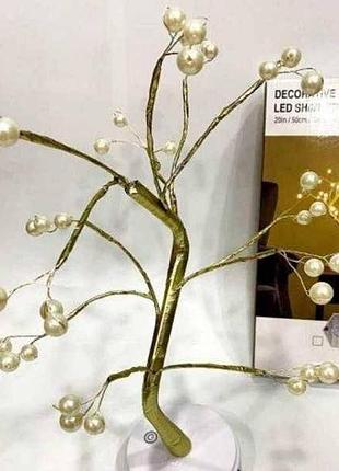 Светильник настольный дерево круглые лампочки 36 led 50см aulife теплый белый top shop ua_
