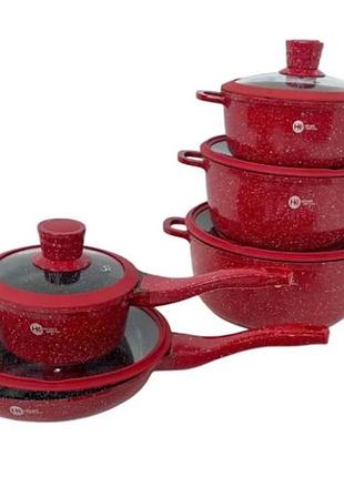 Набор посуды гранитный + набор утвари 17 предметов higher+kitchen hk-316 красный top shop ua_