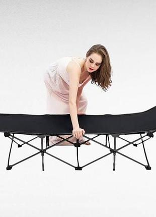 Кровать-шезлонг раскладушка туристическая 190*68см черная top shop ua_