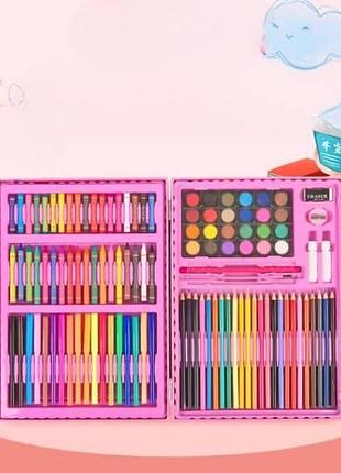 Набір для малювання 128 предметів у валізці happy forever kbx-128 рожевий top shop ua_