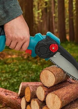 Пила акумуляторна ланцюгова 6" з 2 акумуляторами 48v у валізі синя top shop ua_