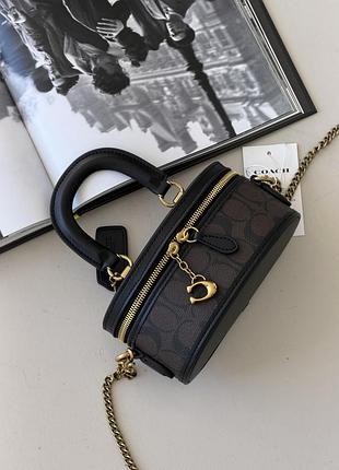 Женская сумка coach trail crossbody 17 темно коричневая через плече кросс боди коуч