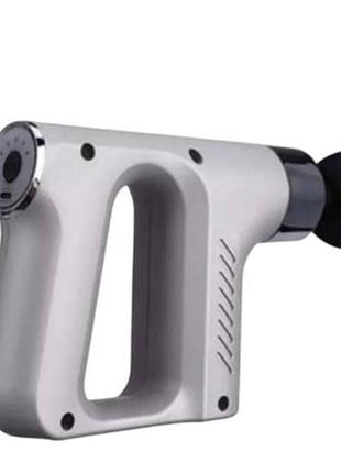 Масажний пістолет із насадками fascial gun kh-740 сірий top shop ua_
