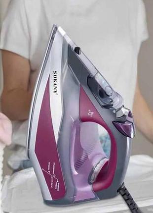 Утюг проводной с керамическим покрытием 2400 вт sokany sk-11019 розовый top shop ua_