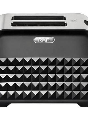 Тостер на 2 ломтика хлеба с регулятором raf r 2101 черный top shop ua_