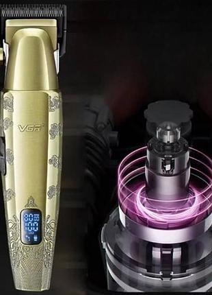 Машинка для стрижки волос аккумуляторная с 8 насадками и led дисплеем vgr v-036 золото top shop ua_