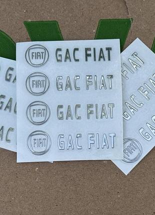 Набор металлических 3d наклеек fiat (логотип + надпись, хром, 10 шт)
