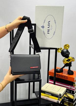 Сумка черная мужская через плечо prada прада кросс-боди люкс качество