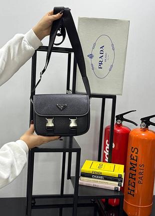 Сумка чорна чоловіча через плече prada прада крос-боді люкс якість