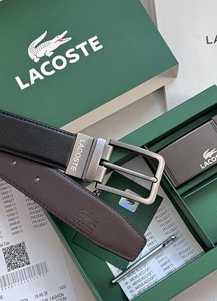 Мужской набор, ремень с двумя пряжками lacoste (988), стильный мужской ремень, подарочный набор ремня, ремень