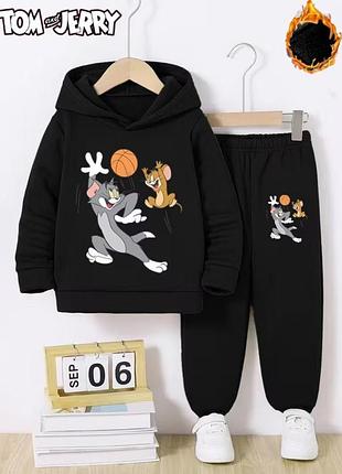 Дитячий костюм з начосом tom & jerry колір: чорний.коричневий.сірий 122, чорний