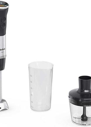 Блендер tefal hb672830 погружной quickchef+ 1000вт, 2в1, чаша-800мл, чопер-500мл, нержав-черный