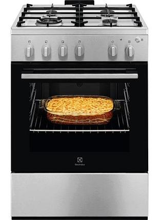 Плита electrolux lkg600011x газовая, 59л, 60x60см, чугун, нерж