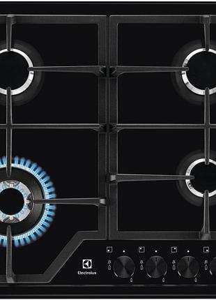Варочная поверхность electrolux kgs6436k газовая, 60см, чугун, черный