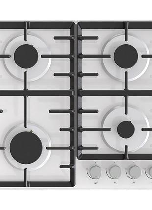 Варочная поверхность gorenje gt642axw газ на стекле, 60см, чугун, белый