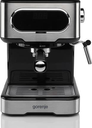 Кофеварка gorenje escm15dbk рожковая 1.5л, молотый, ручной капучинатор, нерж