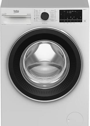 Пральна машина beko b5wfu58436w фронтальна, 8кг, 1400, a+++, 55см, дисплей, пар, інвертор, autodose, білий