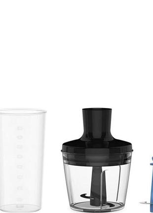 Блендер tefal hb67e830 заглибний quickchef+ 1000вт, 3в1, чаша-800мл, чопер-500мл, турборежим, сріблясто-чорний