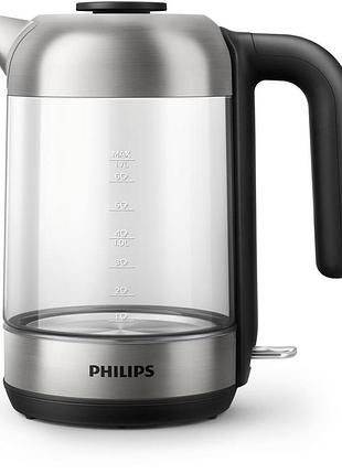 Электрочайник philips hd9339/80 series 5000 1.7л, стекло, черно-серебристый