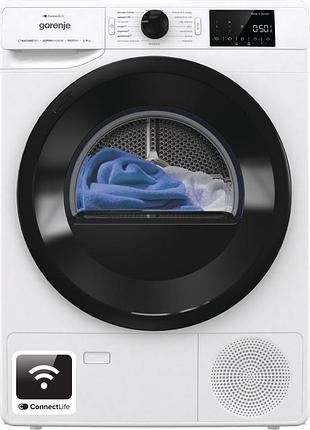 Сушильна машина gorenje dpne92gnlwifi тепловий насос, 9кг, a++, 60см, дисплей, 16 програм, wi-fi, білий