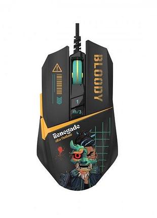 Игровая мышь bloody w63 max (renegade midnight), activated, rgb, 12000 cpi, с рисунком, черная