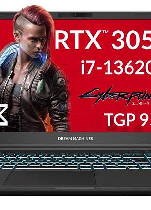 Ноутбук dream machines rg3050-15ua77 rg3050-15 15.6fhd ips, intel i7-13620h, 32gb, f1tb, nvd3050-4, dos, черный
