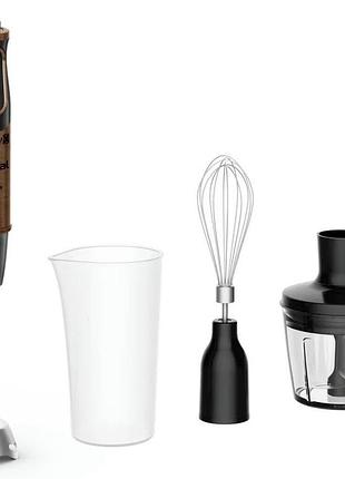 Блендер tefal hb656g10 погружной quickchef 1000вт, 3в1, чаша-800мл, чопер-500мл, турборежим, бронзово-черный
