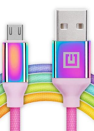 Кабель real-el premium usb a - micro usb rainbow 1m