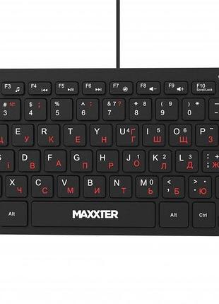 Клавиатура maxxter kbm-c01b-ua проводная мини-клавиатура, влагозащищенная, черная