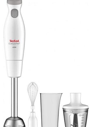 Блендер tefal hb453138 погружной easychef 450вт, 3в1, чаша-800мл, чопер-500мл, турборежим, белый