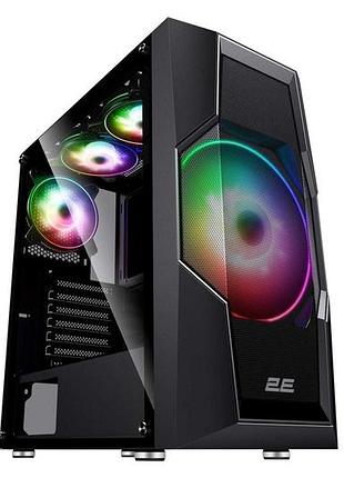 Корпус 2e gaming turbo g2057b без бп 2xusb3.0, 1xusb2.0 1x200мм argb, 3x120мм argb vga 345мм lcs ready hub tg side panel atx