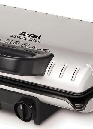 Гриль tefal gc205012 прижимний minutegrill 1600вт, темп. режимів-3, з`ємні пластини, розкриття на 180°, метал